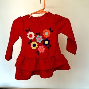 red embroidered top 12 months